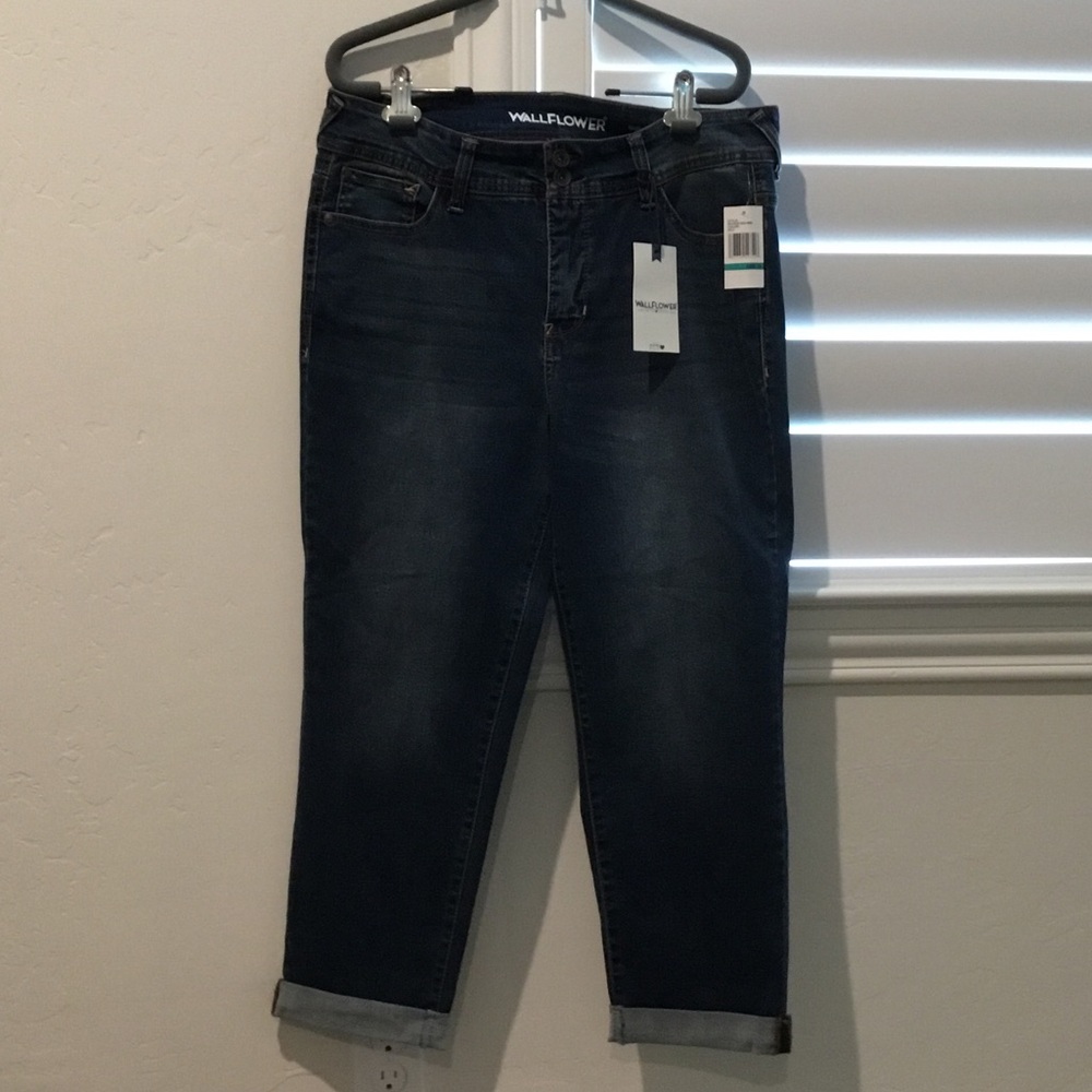 Wallflower Women's Dark Indigo Boyfriend Jeans